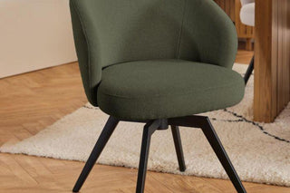 Darlene Dining Chair with Armrest and Swivel Function in Green