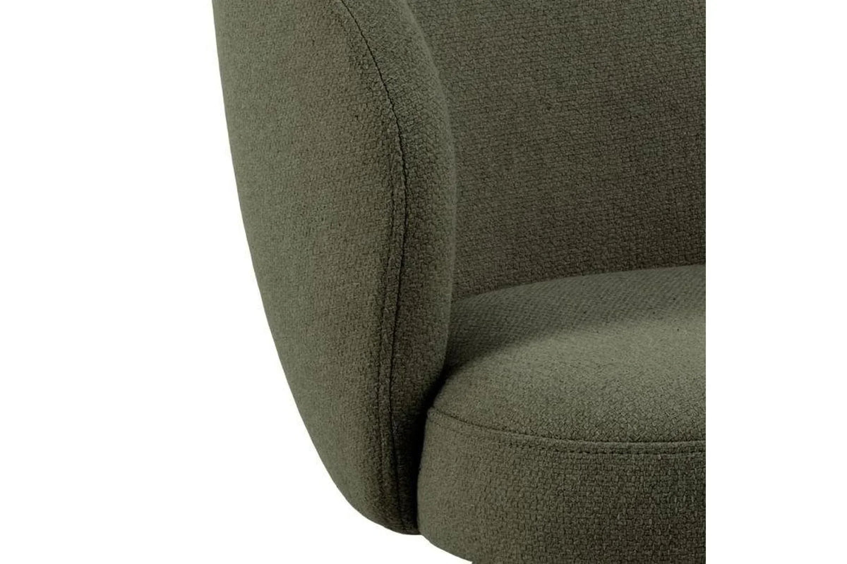 Darlene Dining Chair with Armrest and Swivel Function in Green