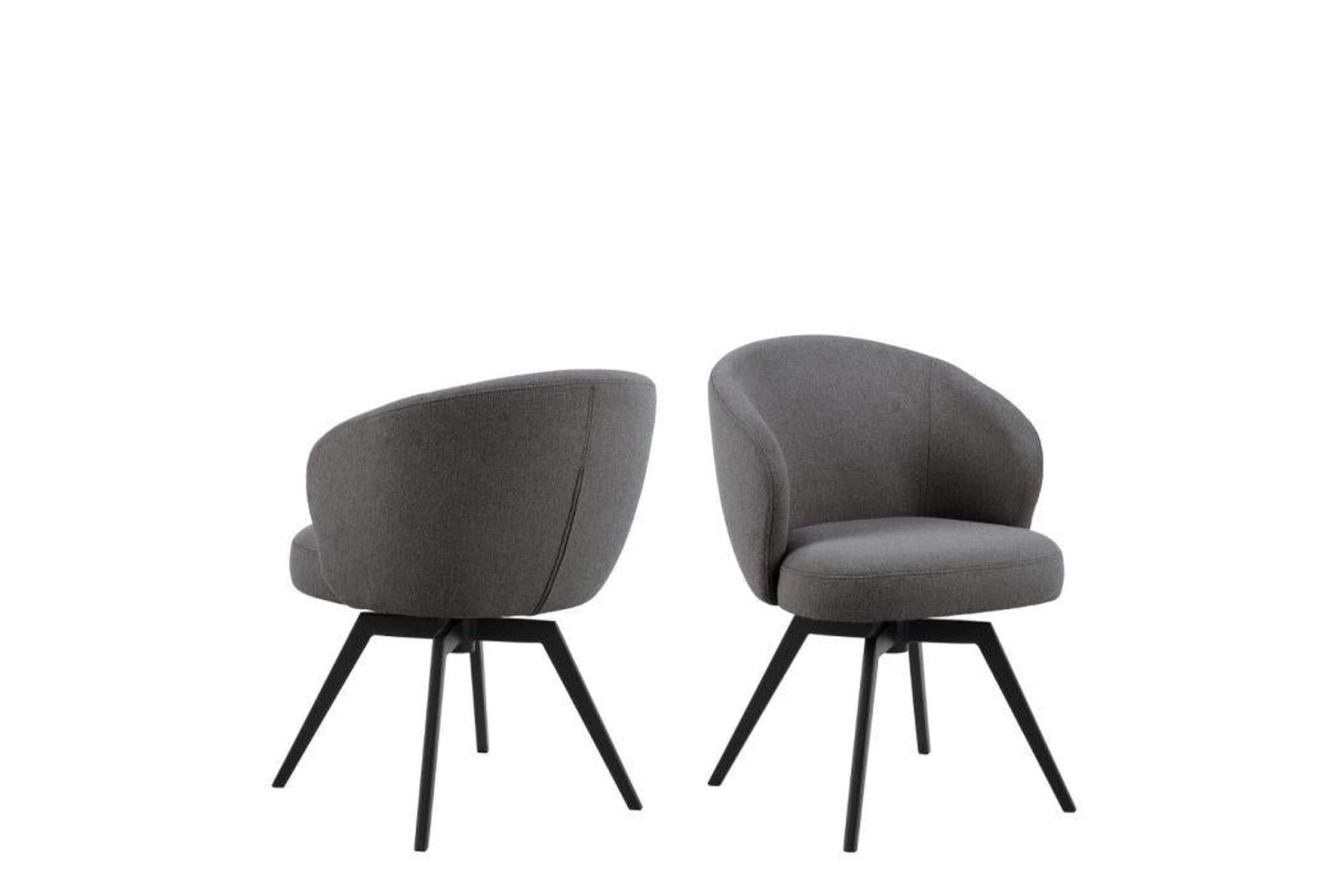 Darlene Dining Chair with Armrest and Swivel Function in Grey