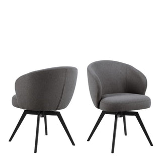 Darlene Dining Chair with Armrest and Swivel Function in Grey