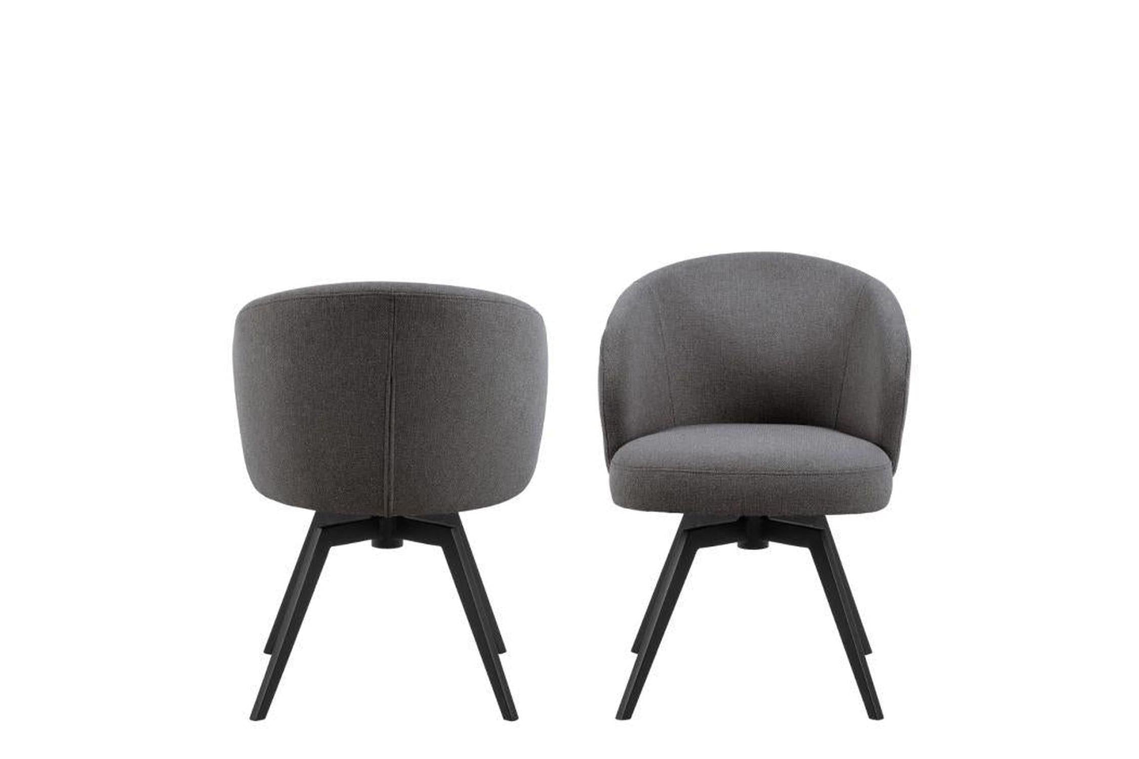 Darlene Dining Chair with Armrest and Swivel Function in Grey