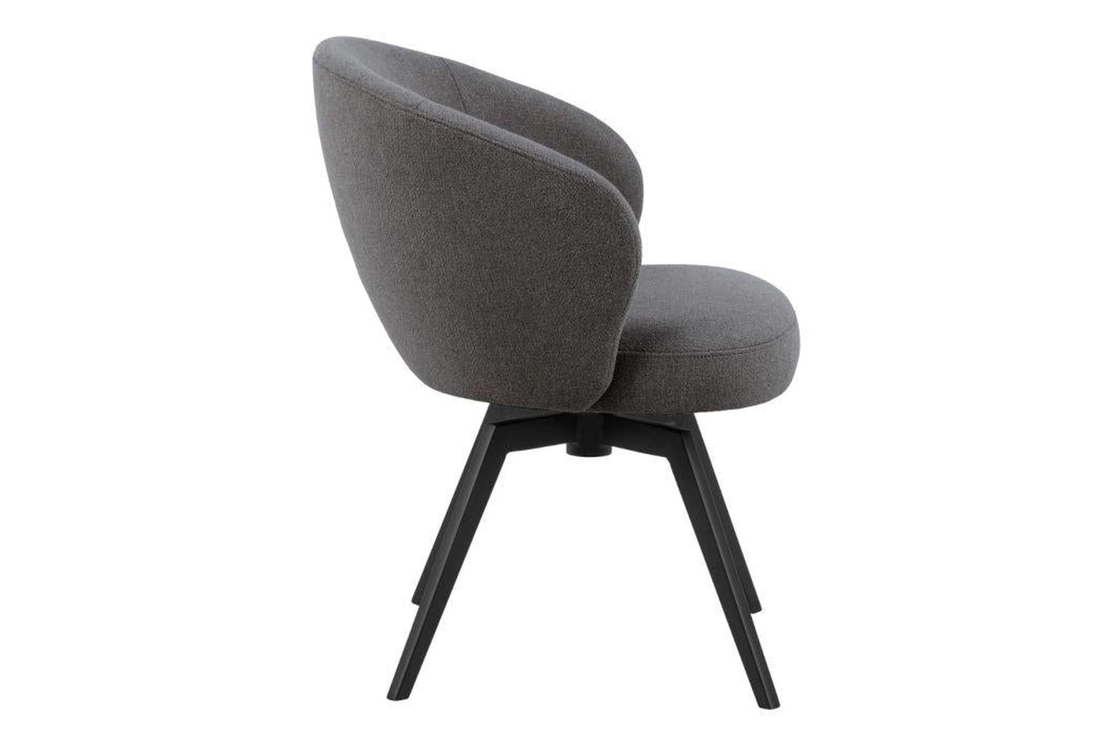 Darlene Dining Chair with Armrest and Swivel Function in Grey