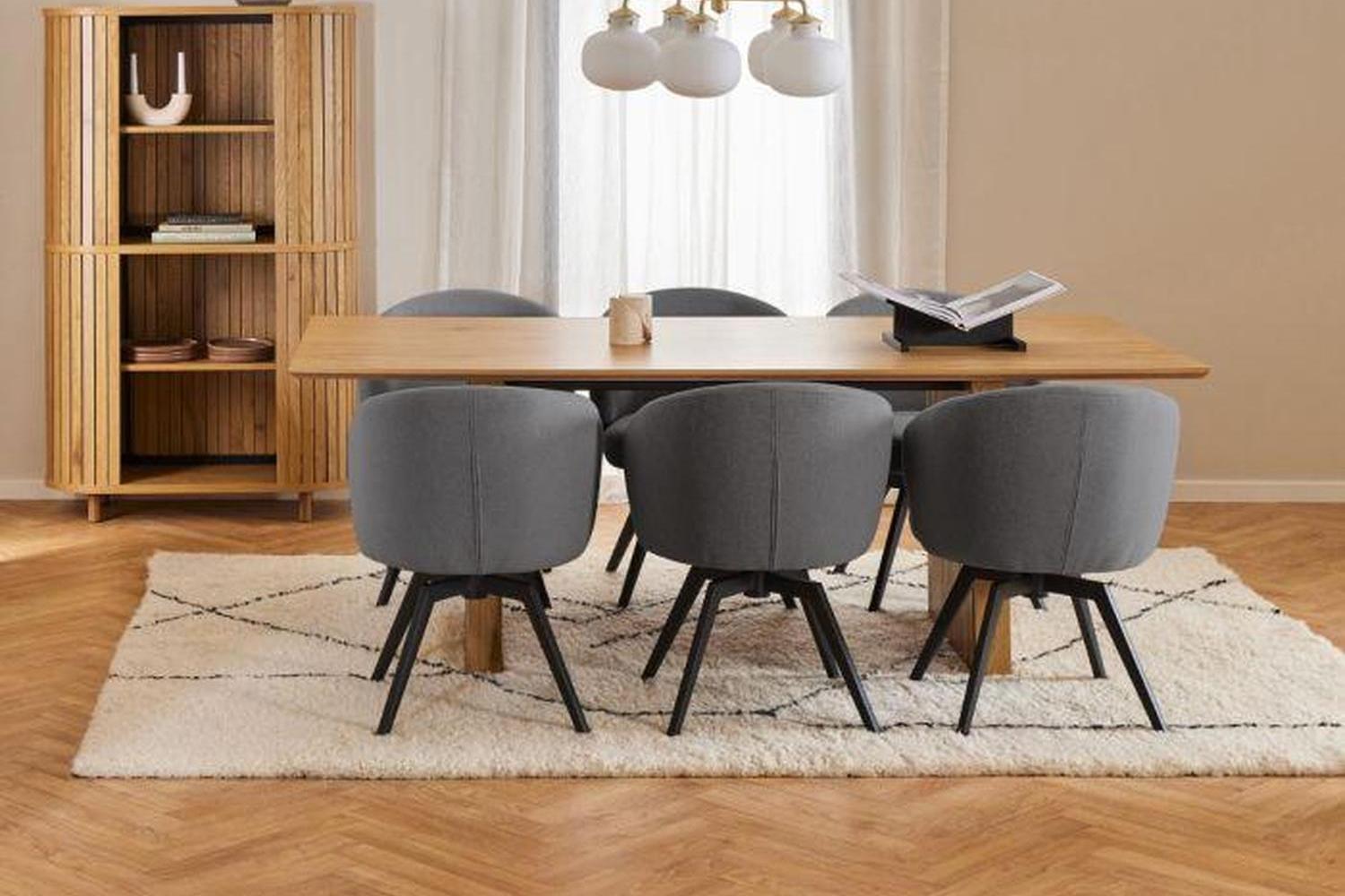 Darlene Dining Chair with Armrest and Swivel Function in Grey