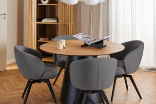 Darlene Dining Chair with Armrest and Swivel Function in Grey