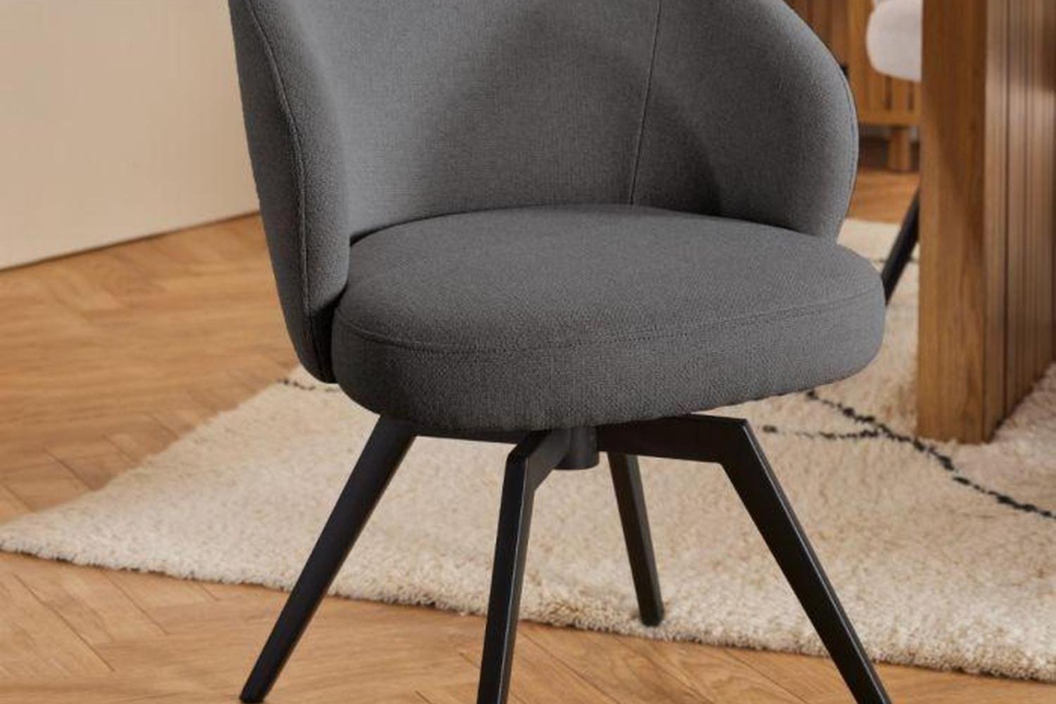 Darlene Dining Chair with Armrest and Swivel Function in Grey