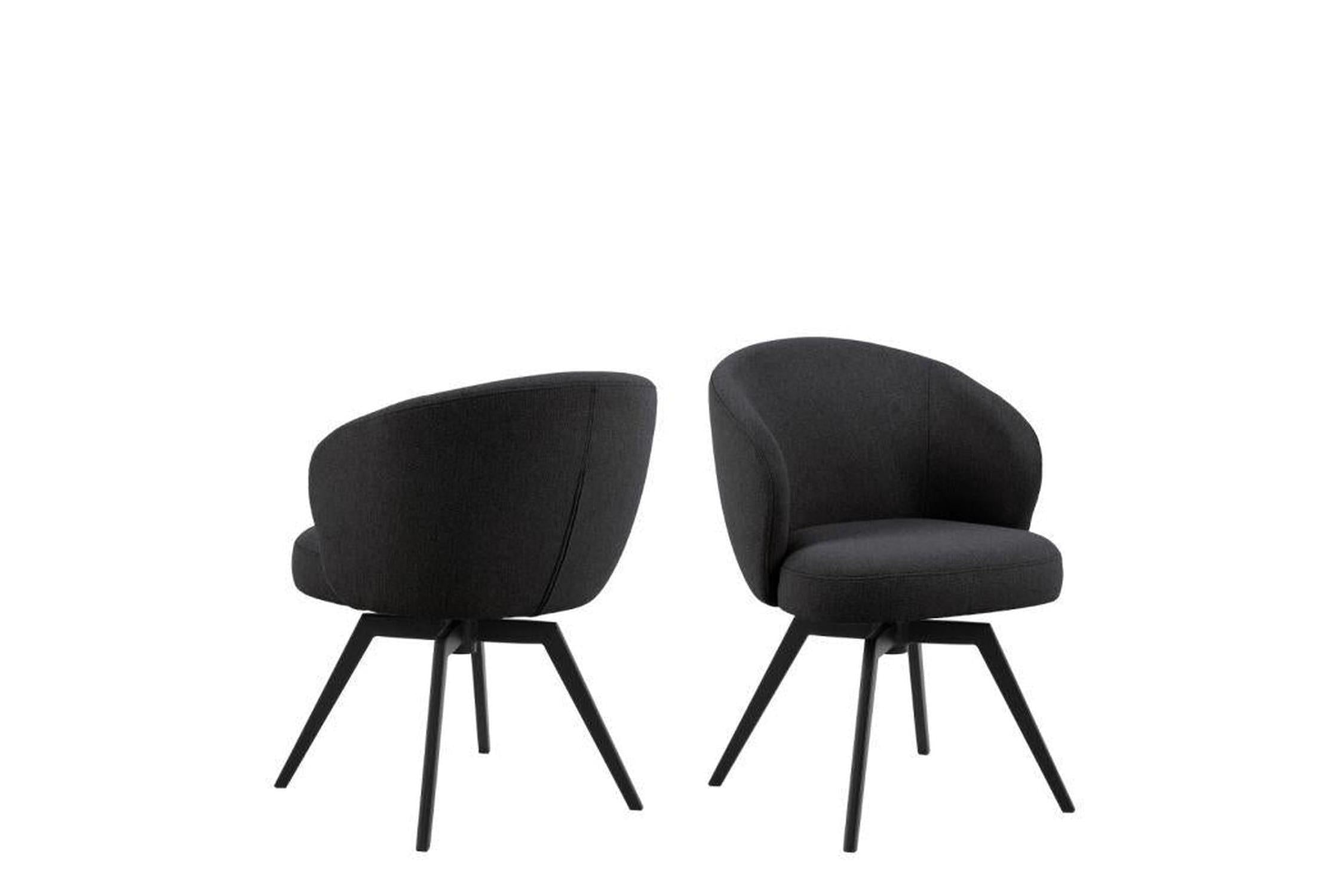 Darlene Dining Chair with Armrest and Swivel Function in Black