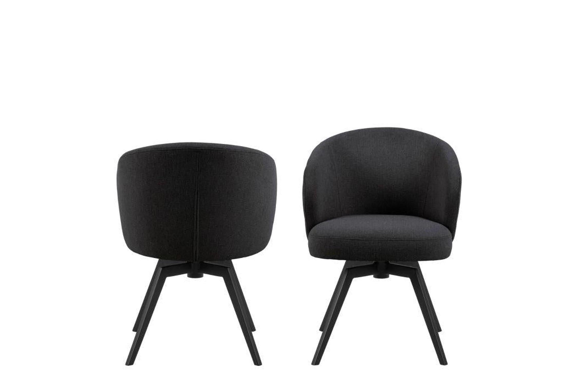 Darlene Dining Chair with Armrest and Swivel Function in Black
