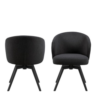 Darlene Dining Chair with Armrest and Swivel Function in Black