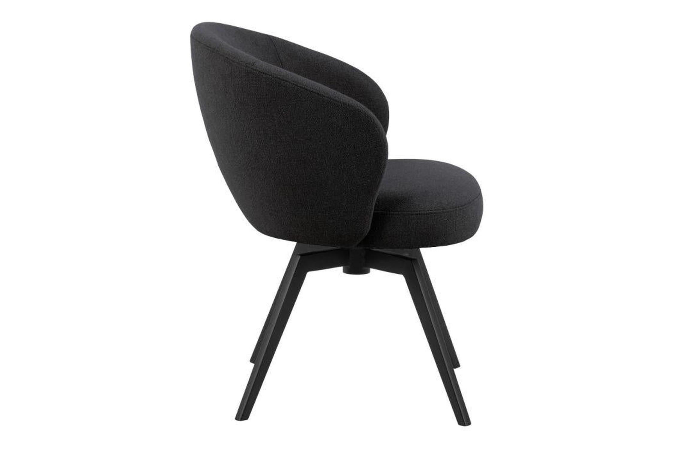 Darlene Dining Chair with Armrest and Swivel Function in Black