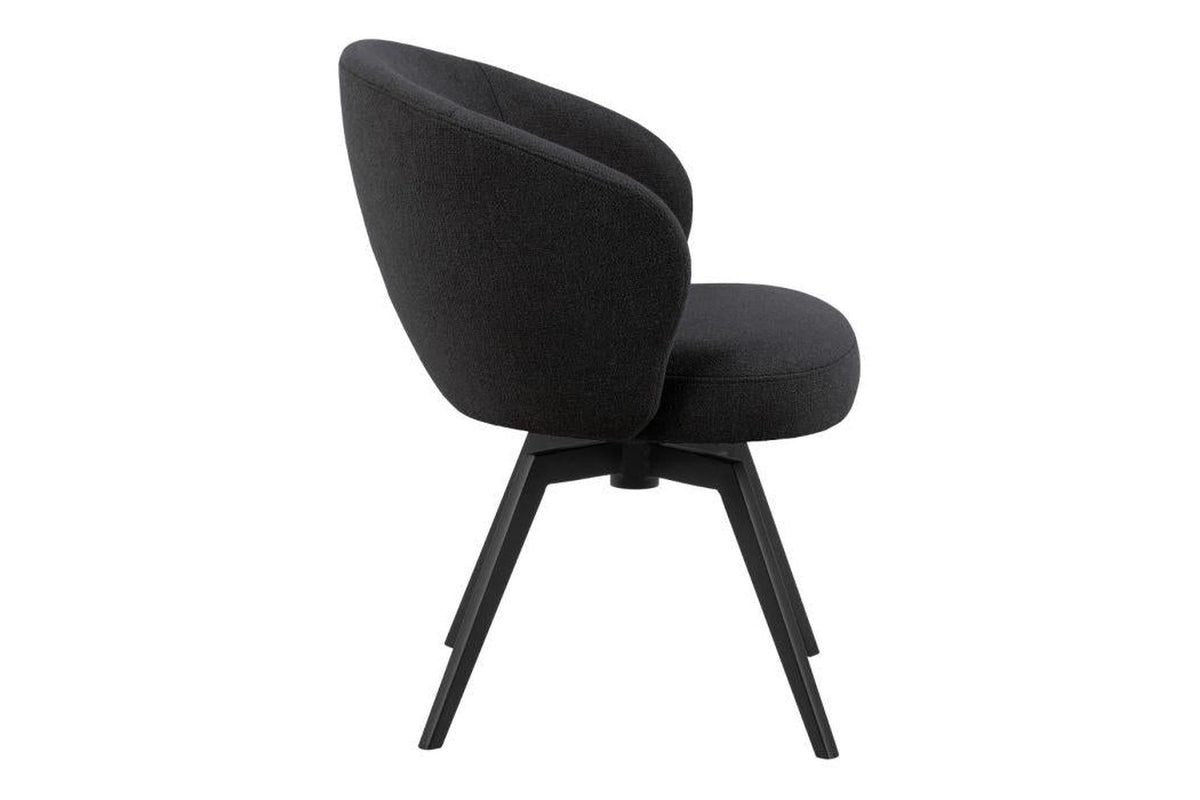 Darlene Dining Chair with Armrest and Swivel Function in Black