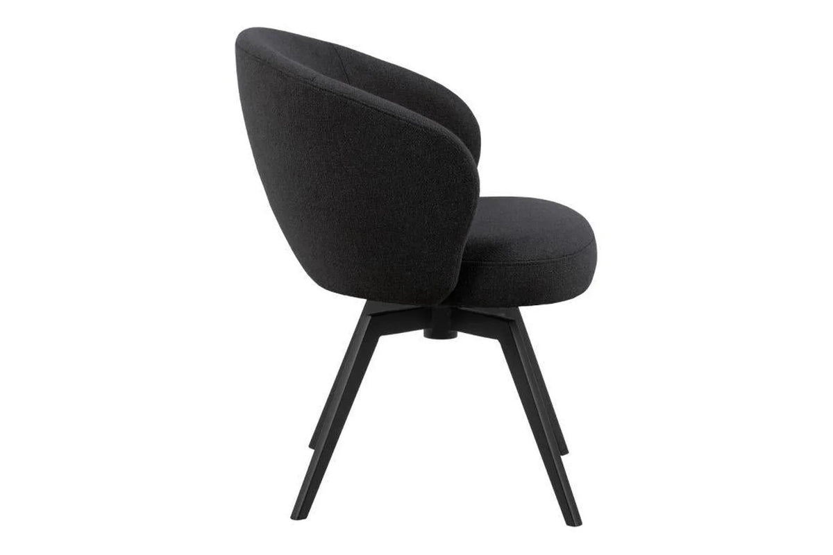 Darlene Dining Chair with Armrest and Swivel Function in Black