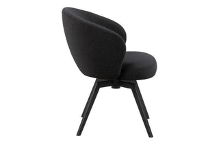 Darlene Dining Chair with Armrest and Swivel Function in Black