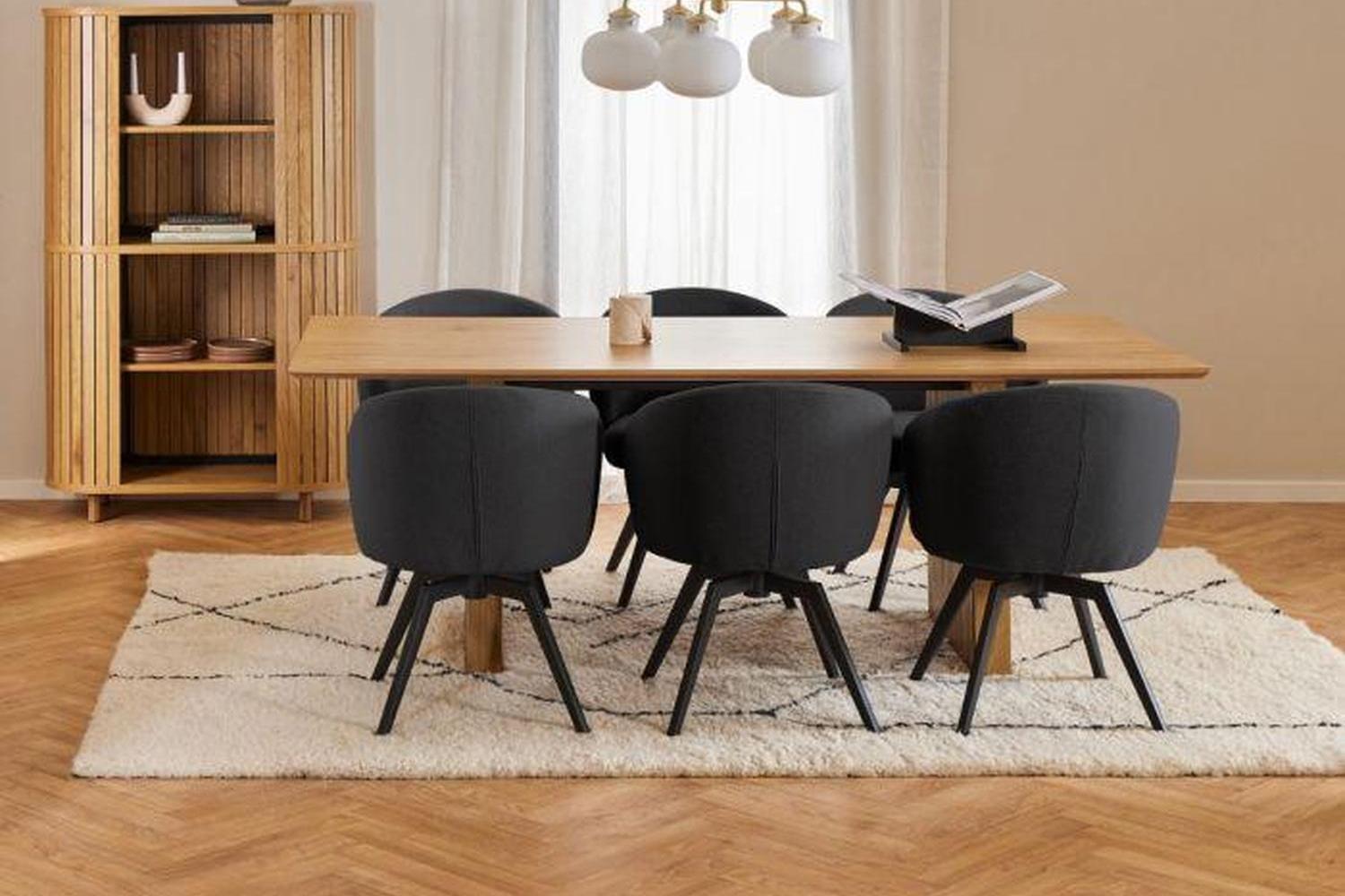Darlene Dining Chair with Armrest and Swivel Function in Black
