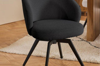 Darlene Dining Chair with Armrest and Swivel Function in Black