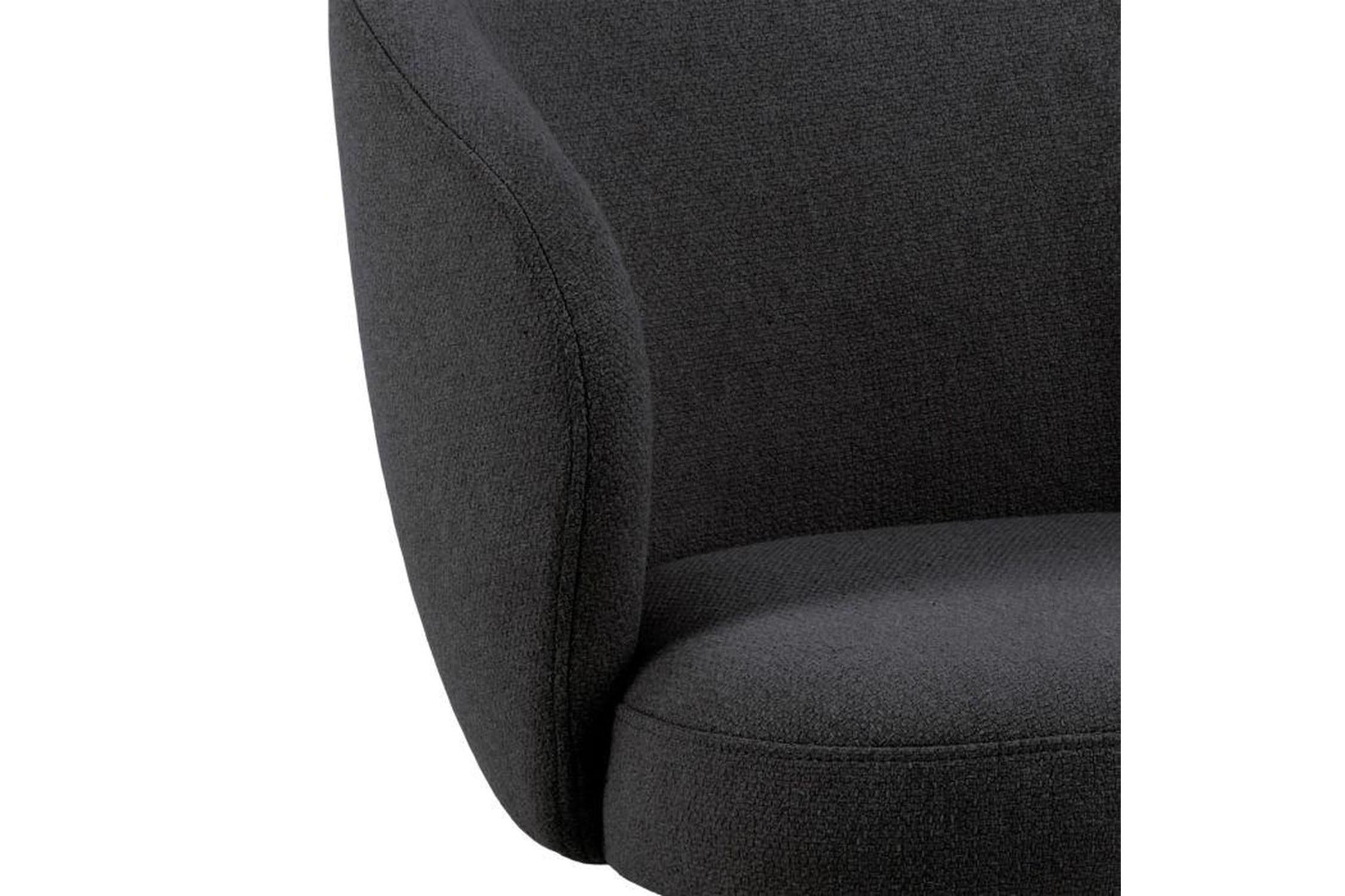 Darlene Dining Chair with Armrest and Swivel Function in Black