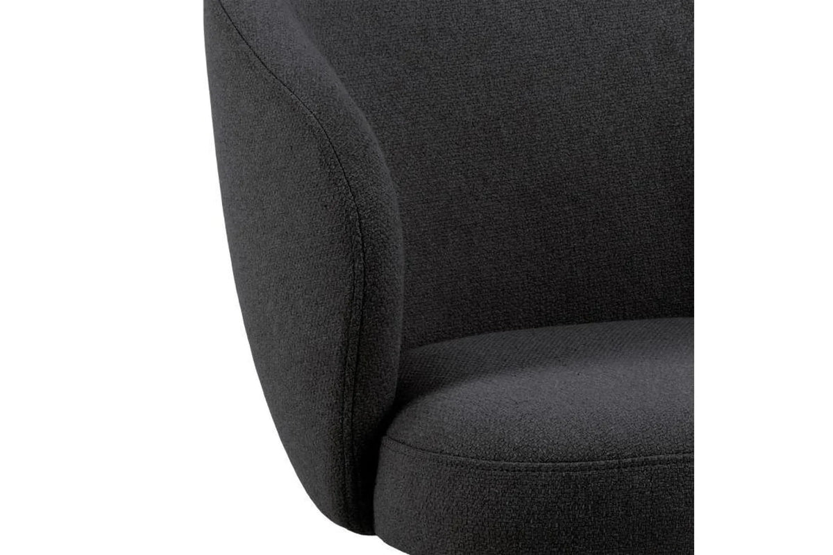 Darlene Dining Chair with Armrest and Swivel Function in Black