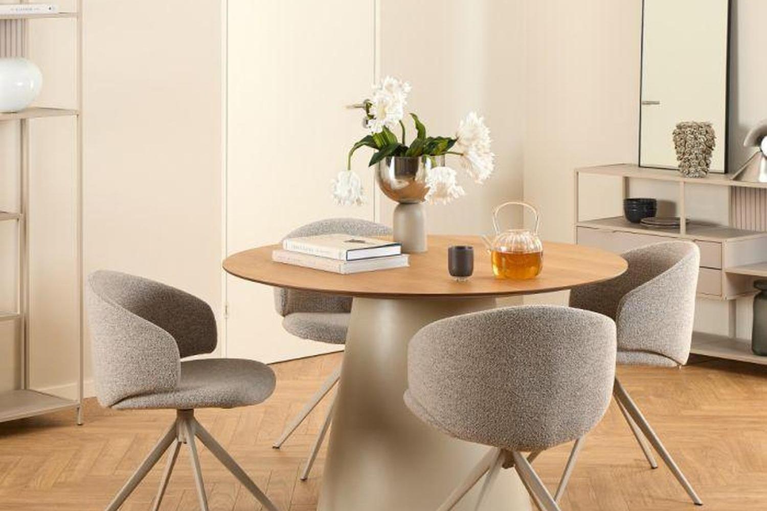 Ella Swivel Beige Dining Chair
