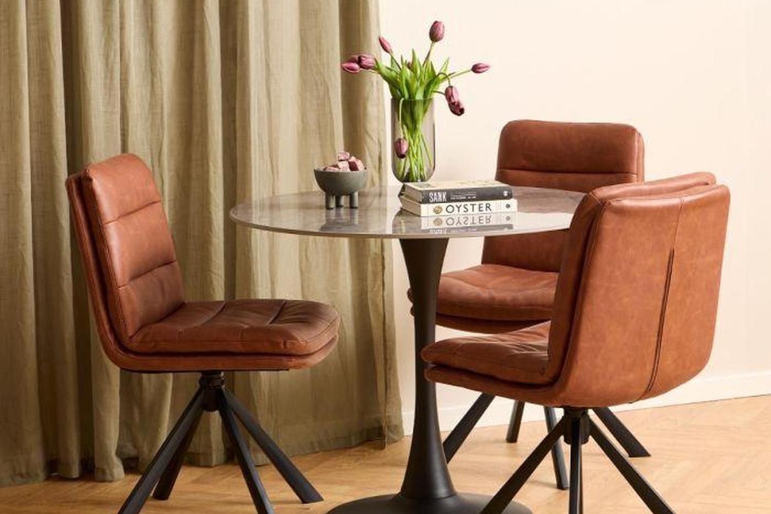 Dean Brandy PU Swivel Dining Chair Set of 2