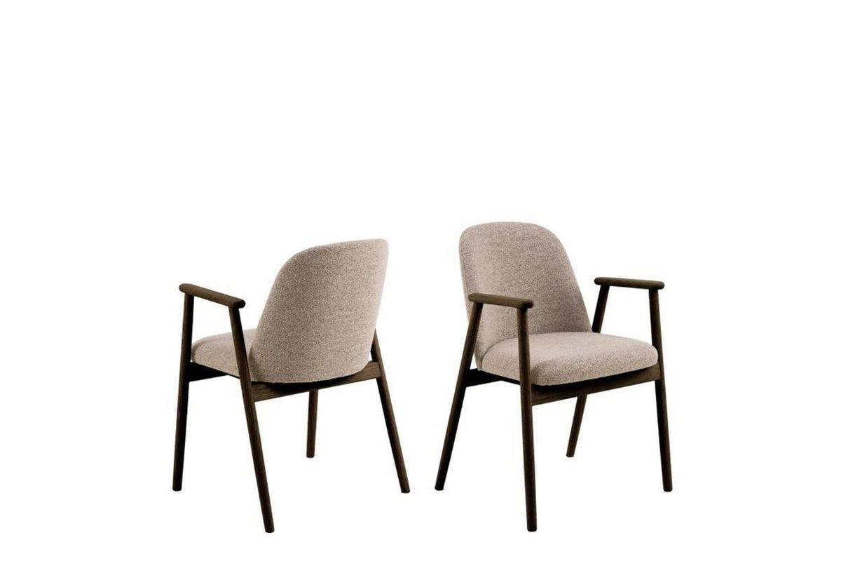 Leo Dining Chairs With Armrest in Monza Fabric Beige Set of 2
