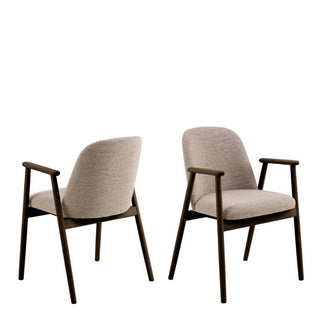 Leo Dining Chairs With Armrest in Monza Fabric Beige Set of 2
