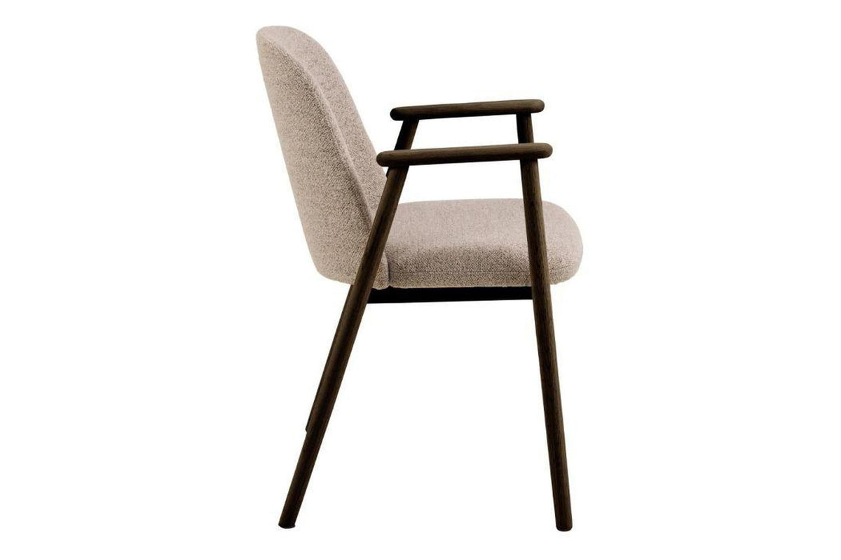 Leo Dining Chairs With Armrest in Monza Fabric Beige Set of 2