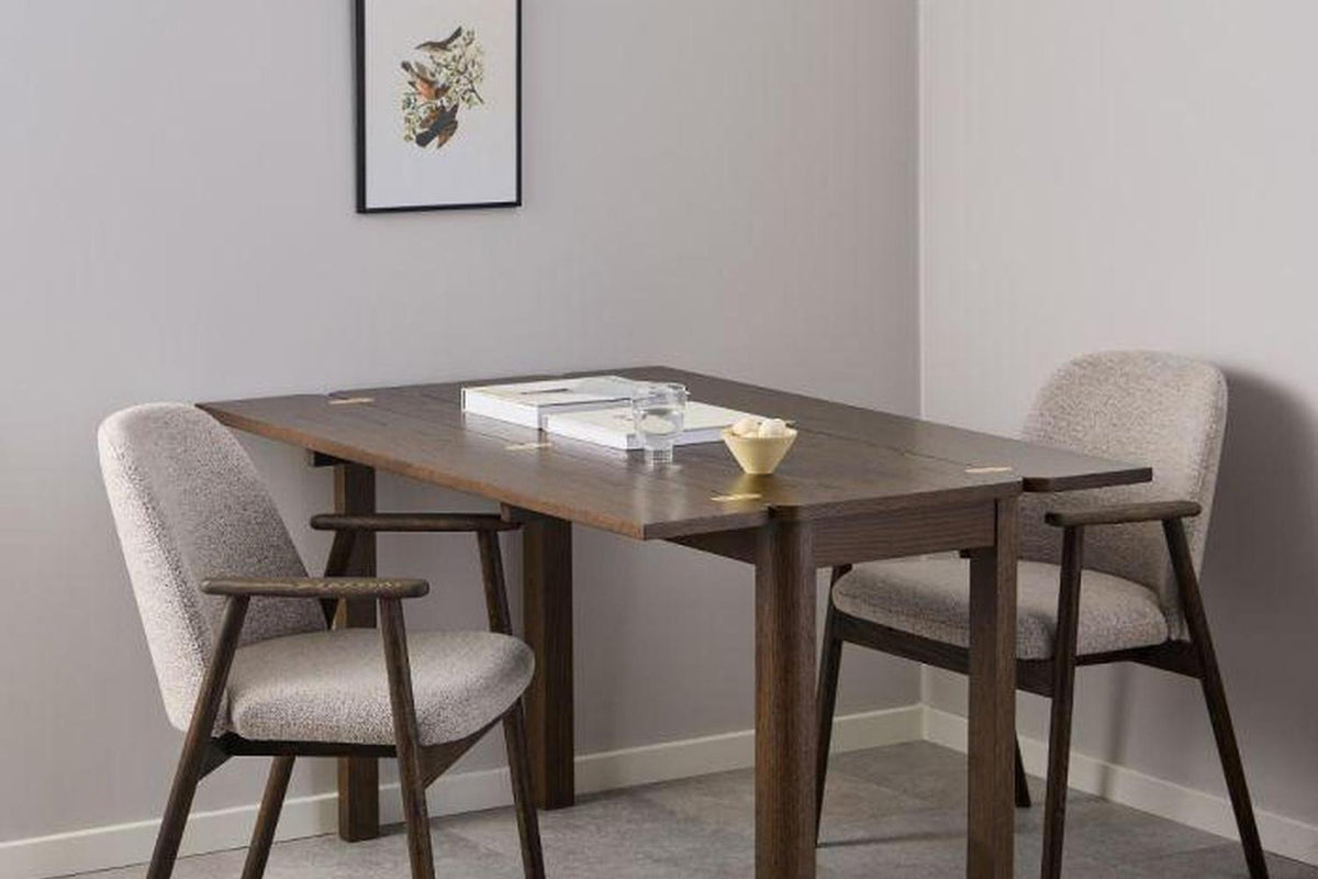 Leo Dining Chairs With Armrest in Monza Fabric Beige Set of 2