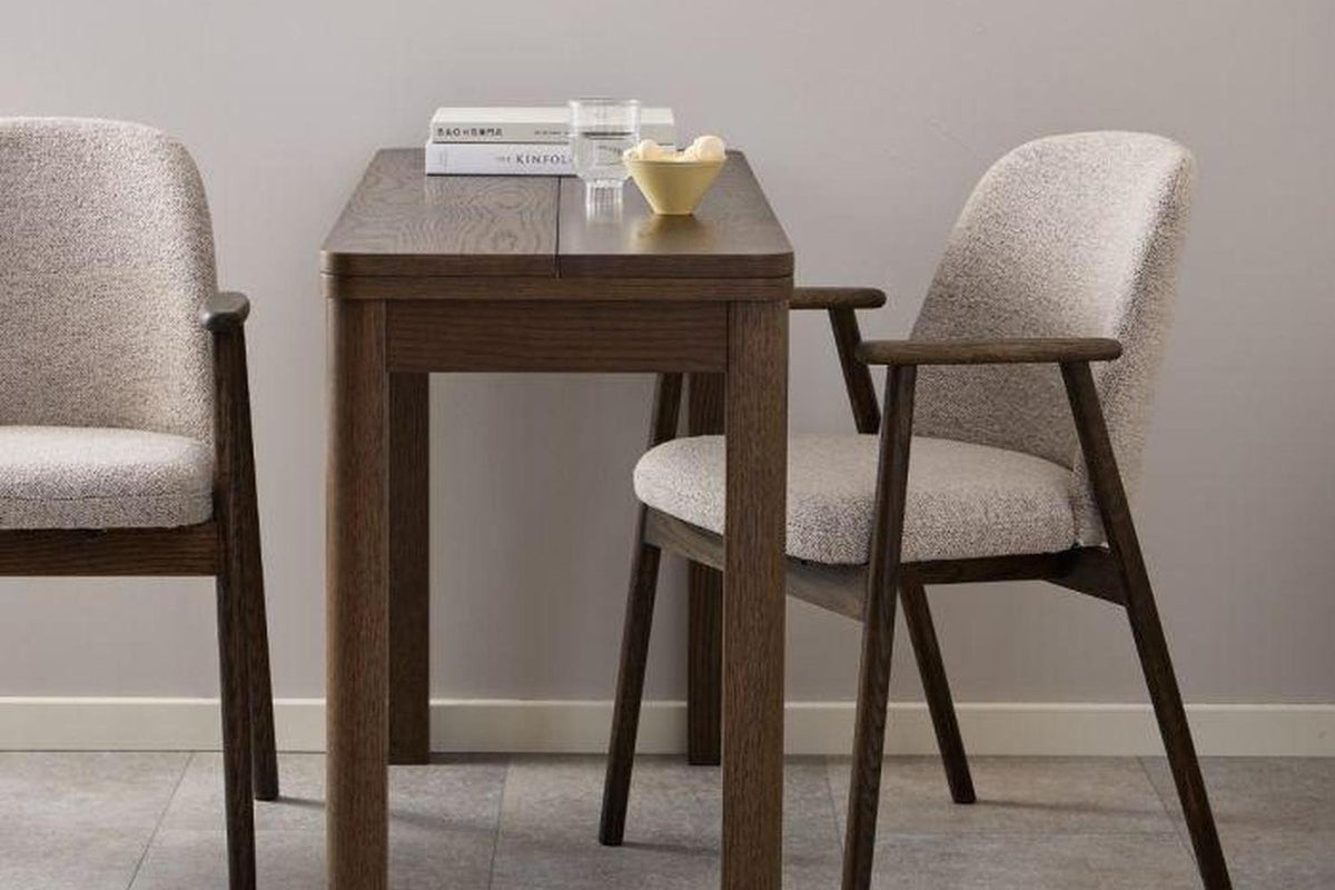 Leo Dining Chairs With Armrest in Monza Fabric Beige Set of 2