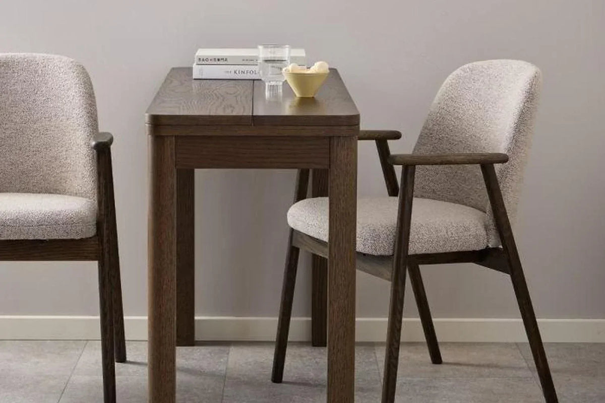 Leo Dining Chairs With Armrest in Monza Fabric Beige Set of 2