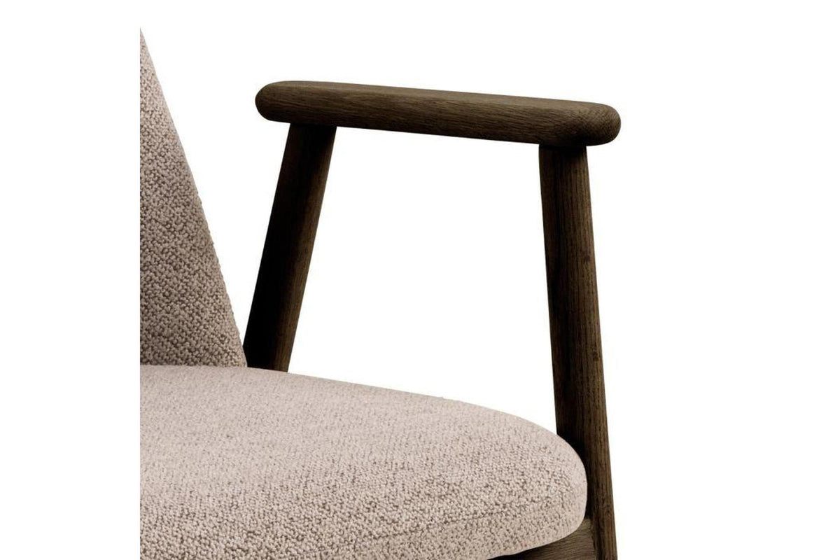 Leo Dining Chairs With Armrest in Monza Fabric Beige Set of 2
