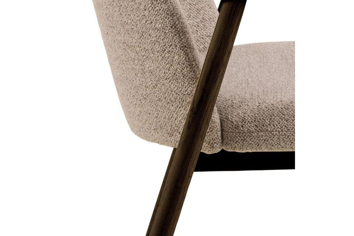 Leo Dining Chairs With Armrest in Monza Fabric Beige Set of 2