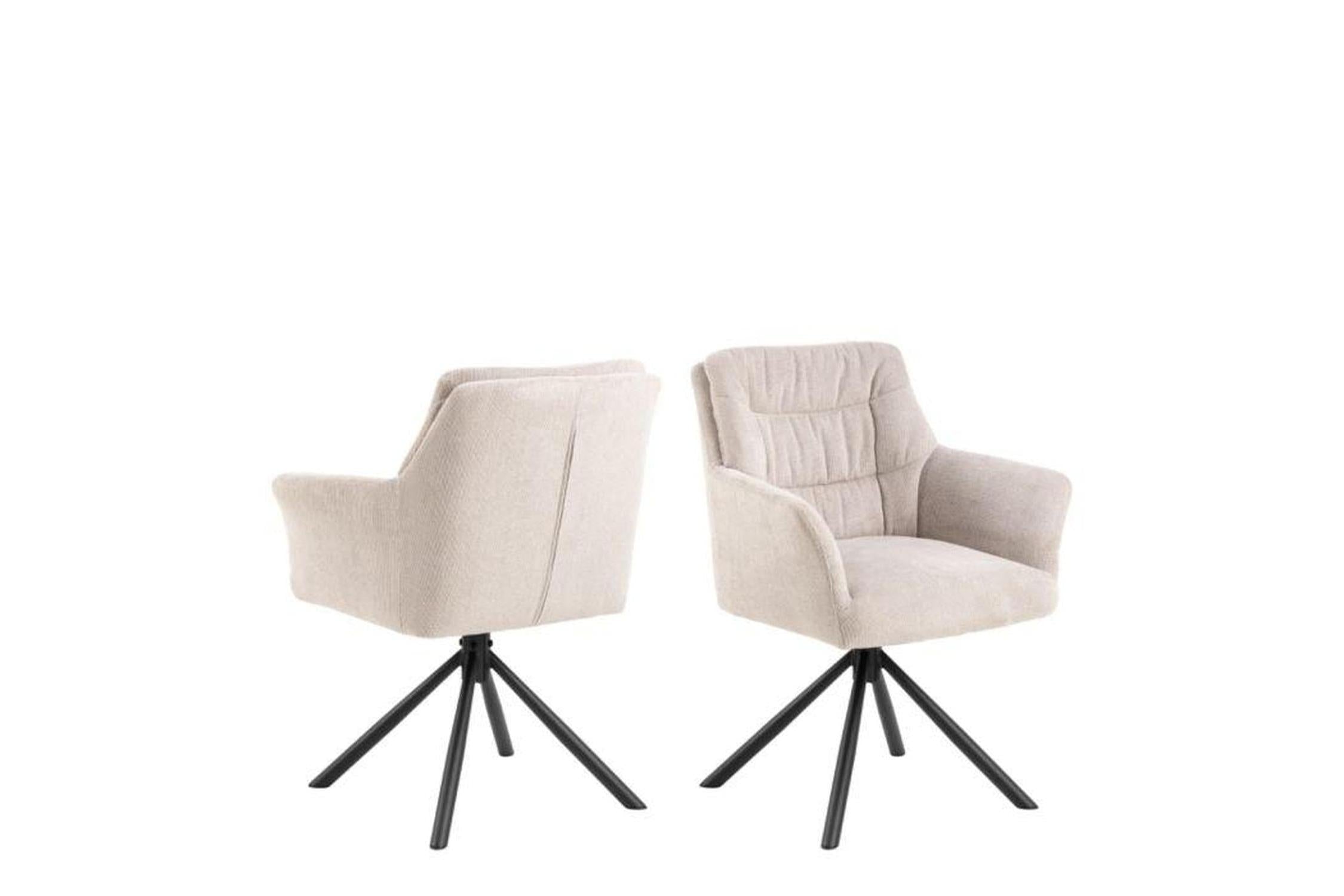 Alonso Swivel Cream Dining Chair with Armrest Set of 2