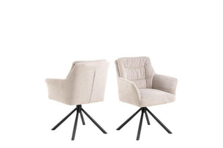 Alonso Swivel Cream Dining Chair with Armrest Set of 2
