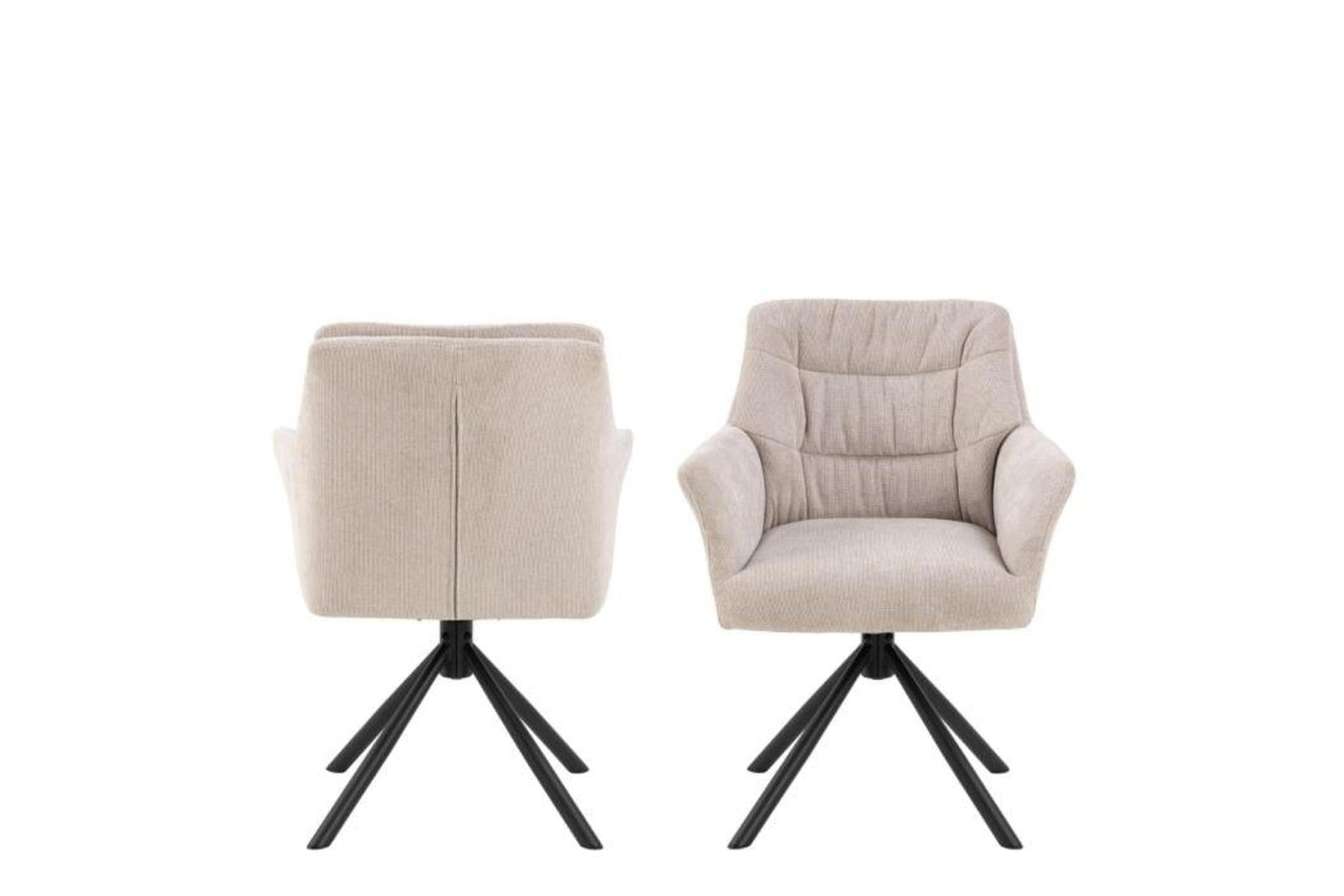 Alonso Swivel Cream Dining Chair with Armrest Set of 2
