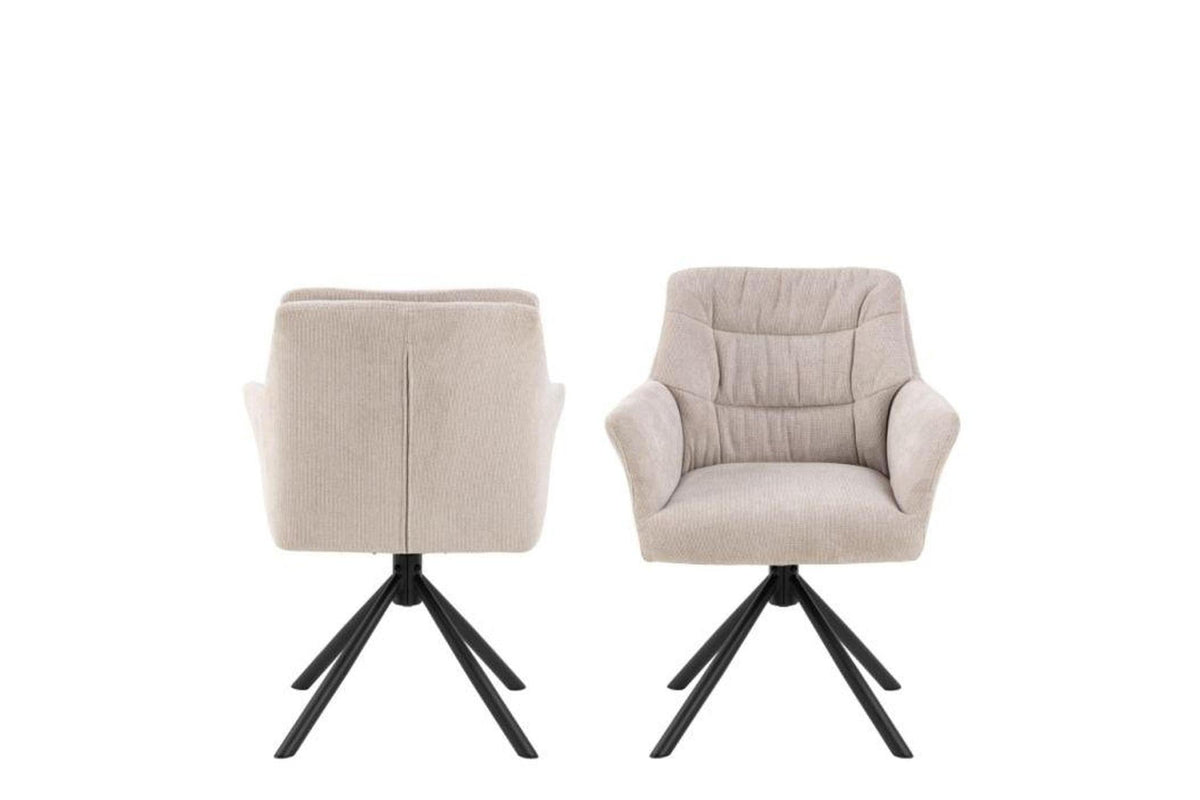 Alonso Swivel Cream Dining Chair with Armrest Set of 2