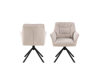 Alonso Swivel Cream Dining Chair with Armrest Set of 2