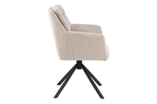 Alonso Swivel Cream Dining Chair with Armrest Set of 2