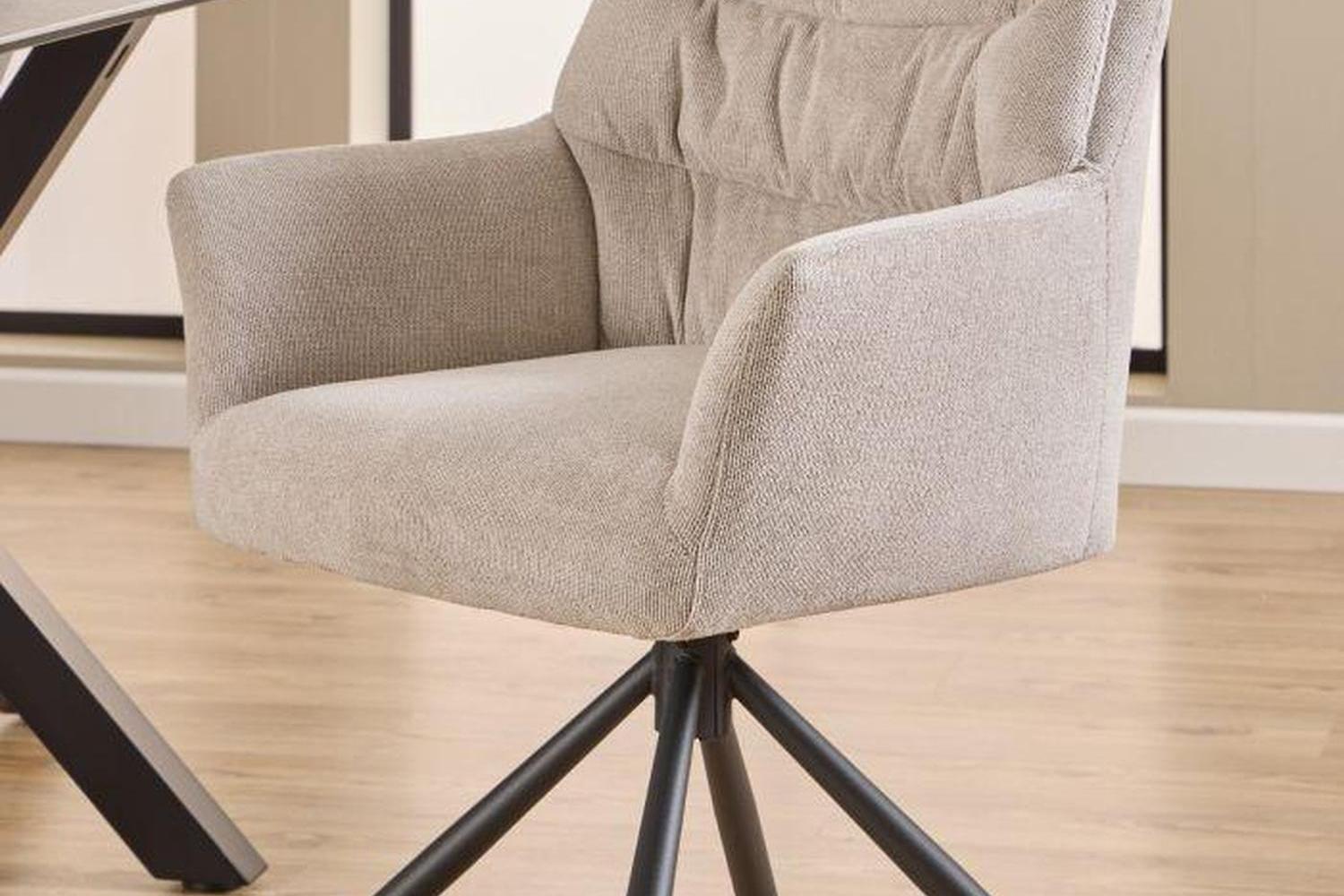 Alonso Swivel Cream Dining Chair with Armrest Set of 2