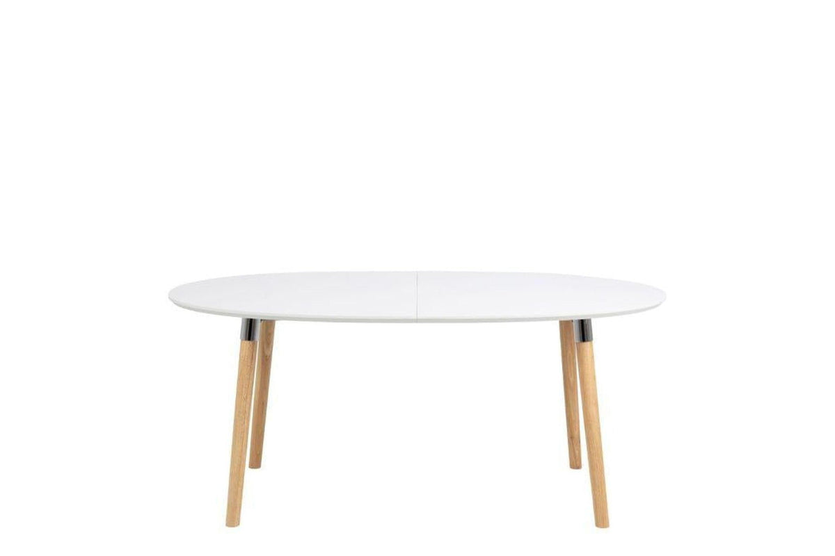 Belina Extending Oval Dining Table in White and Oak 170-270
