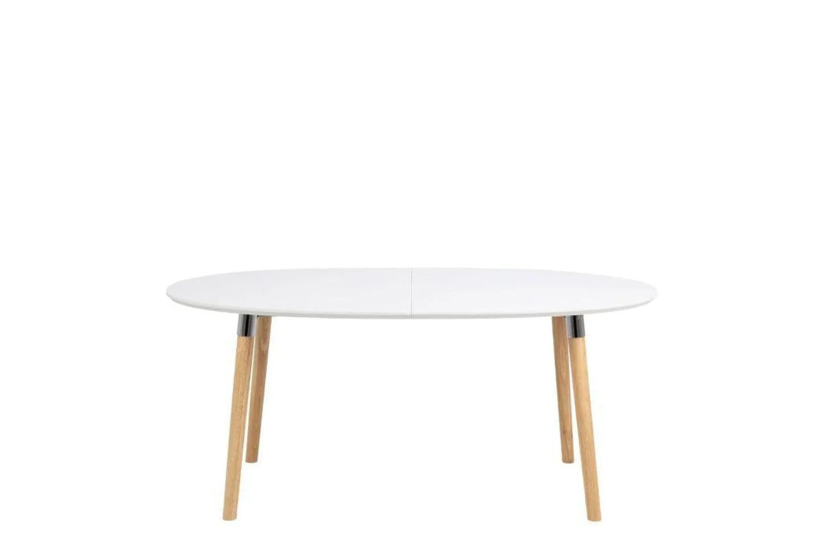 Belina Extending Oval Dining Table in White and Oak 170-270