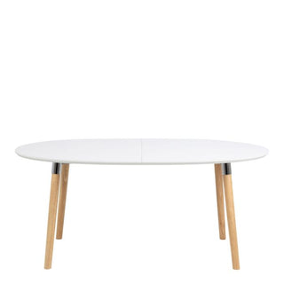 Belina Extending Oval Dining Table in White and Oak 170-270