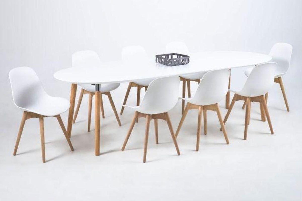 Belina Extending Oval Dining Table in White and Oak 170-270