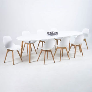 Belina Extending Oval Dining Table in White and Oak 170-270
