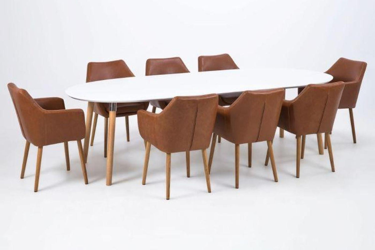Belina Extending Oval Dining Table in White and Oak 170-270