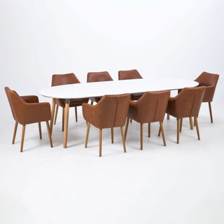 Belina Extending Oval Dining Table in White and Oak 170-270