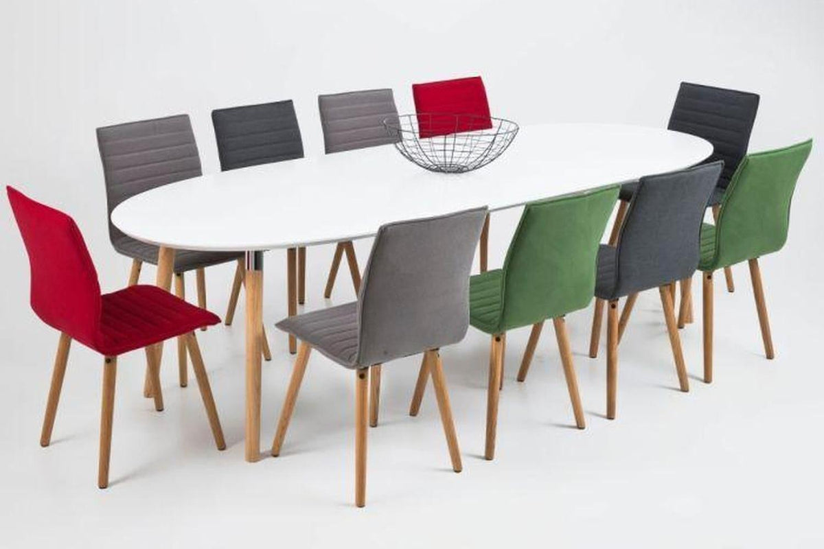 Belina Extending Oval Dining Table in White and Oak 170-270