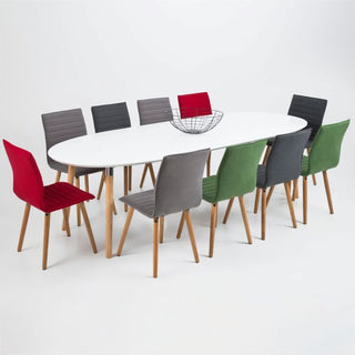 Belina Extending Oval Dining Table in White and Oak 170-270