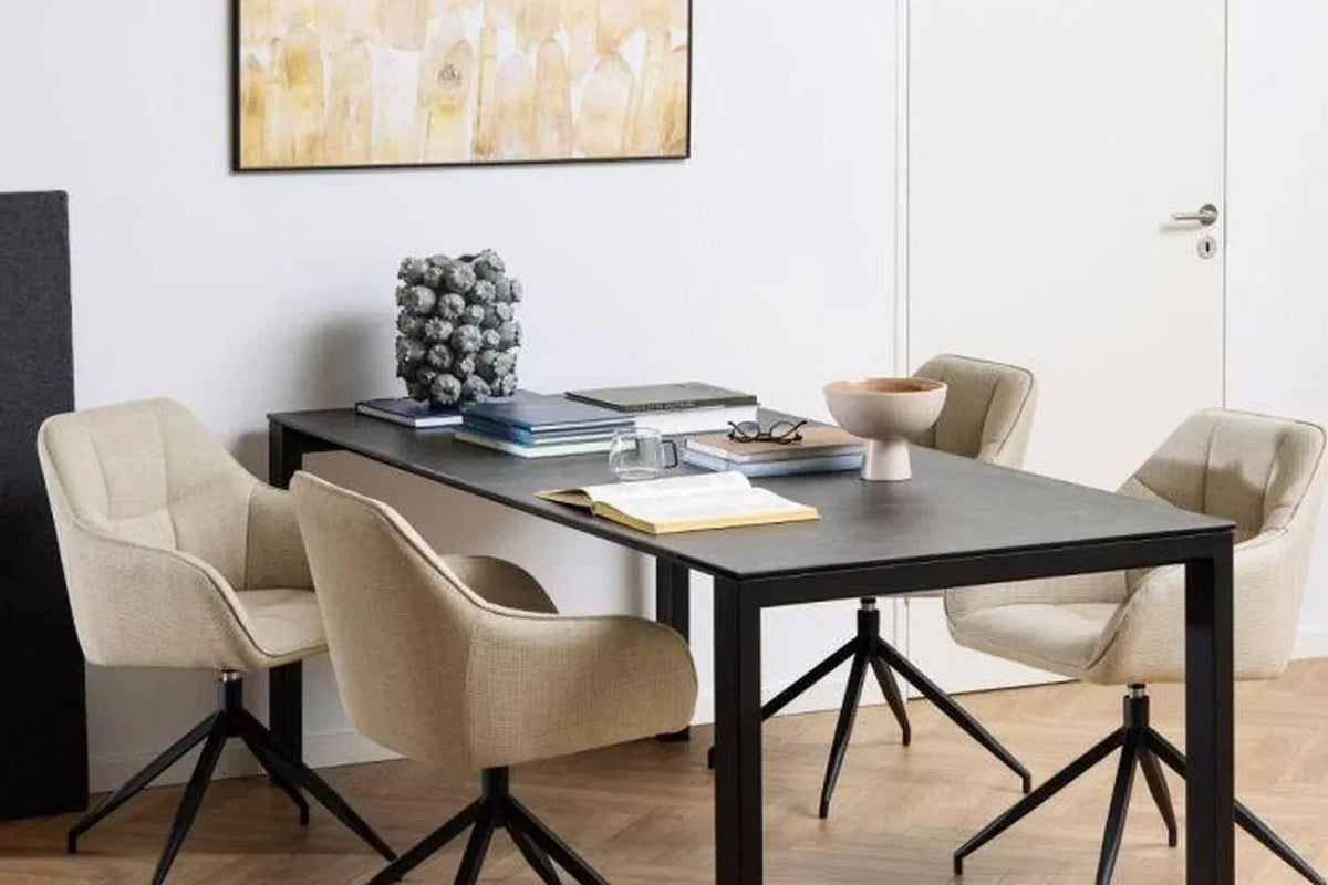 Brentford Matt Black Ceramic Dining Table 200x90cm