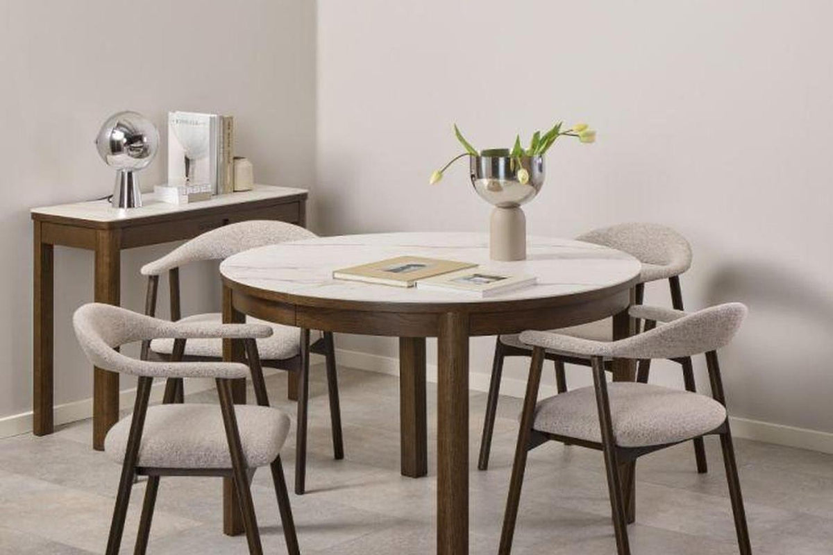 Southampton Round Extendable Dining Table in Cream Ceramic 120cm
