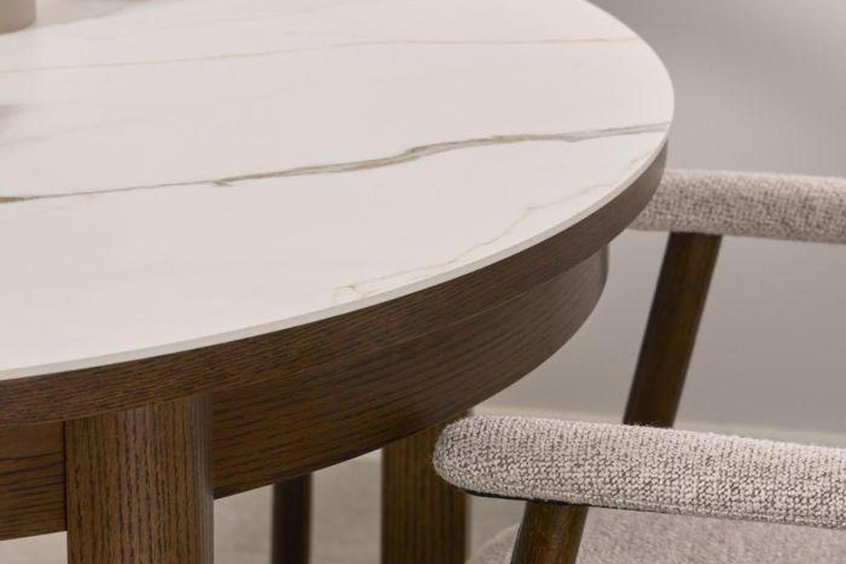 Southampton Round Extendable Dining Table in Cream Ceramic 120cm