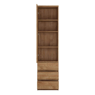 Fribo Tall Narrow 1 Door 3 Drawer Cupboard in Oak - Msofas LTD